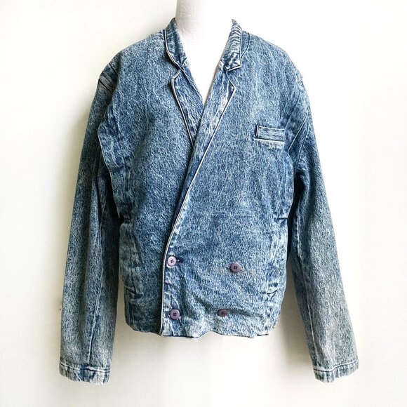 Vintage Jackets & Blazers - 80s Coda Super Blue Acid-Washed Denim Jacket